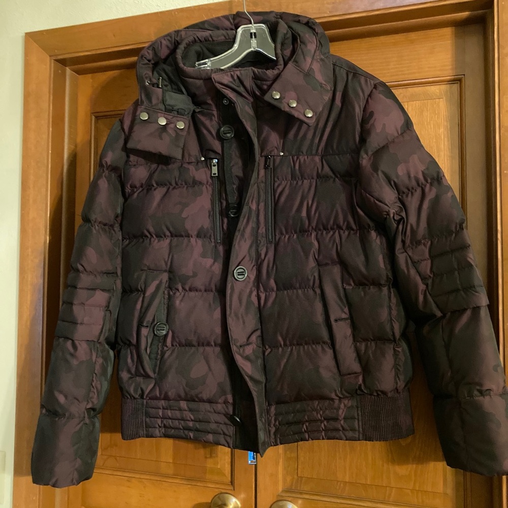 Jared Lang Burgundy Camo Winter Puffer Coat XXL